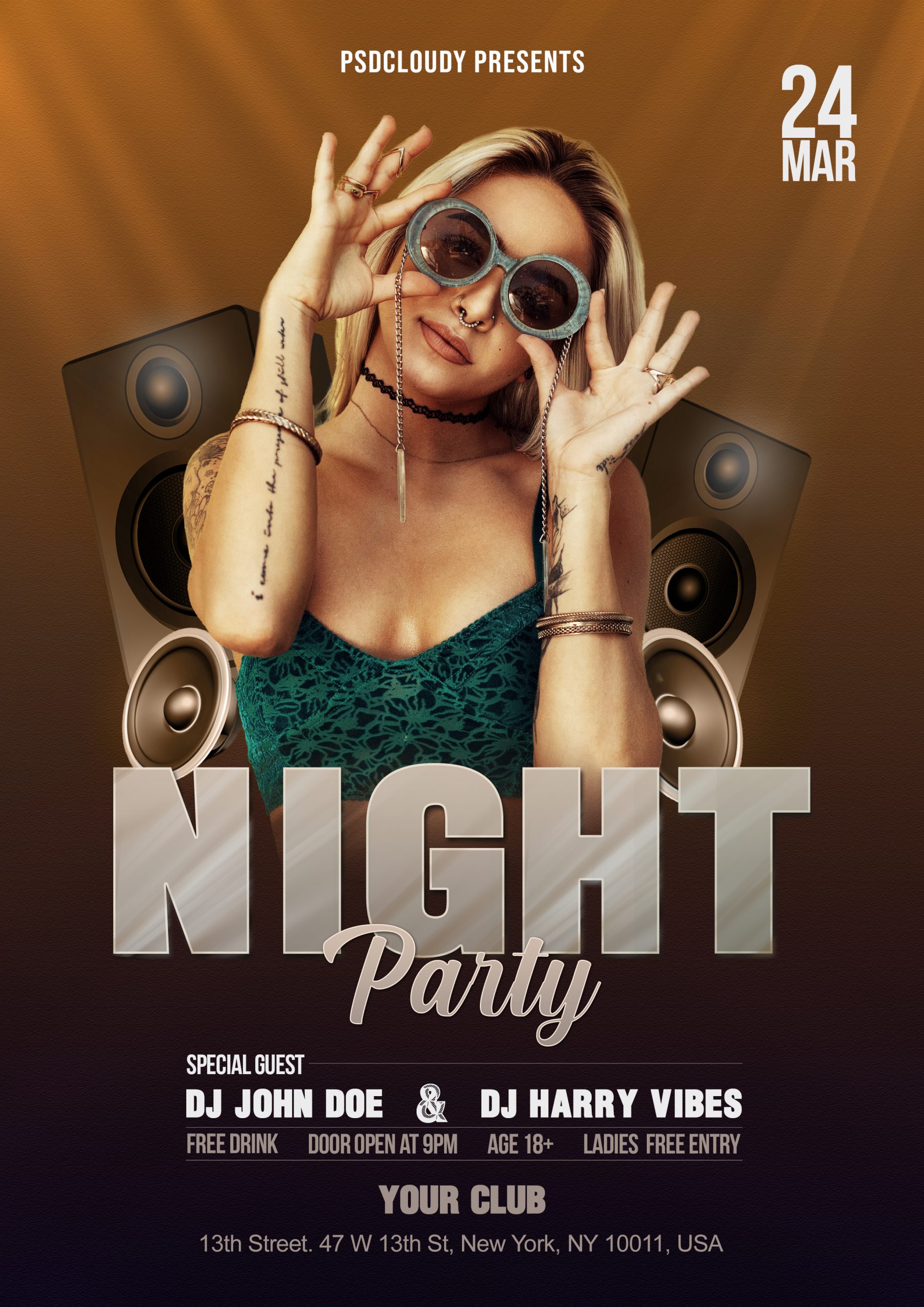 Night party Flyer PSD Free Download