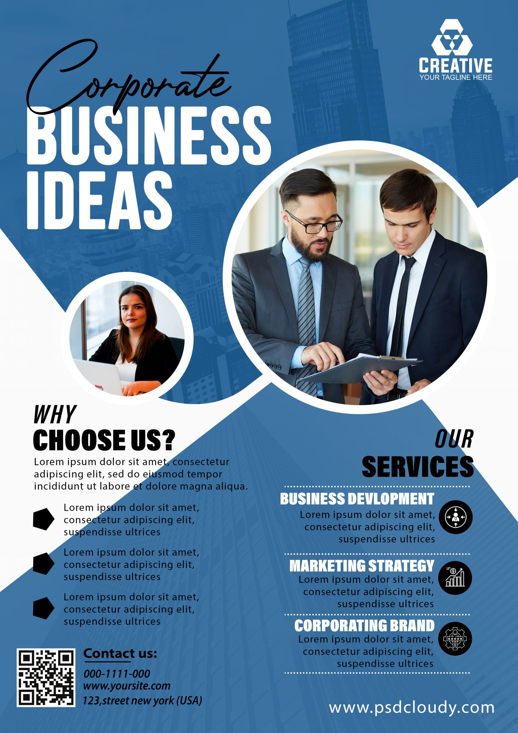 Modern corporate flyer PSD Free Download