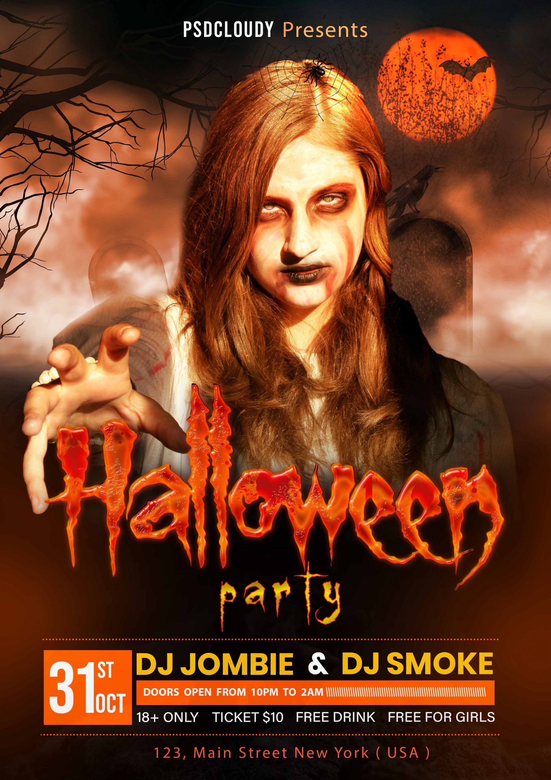 Halloween Party Flyer PSD Free Download