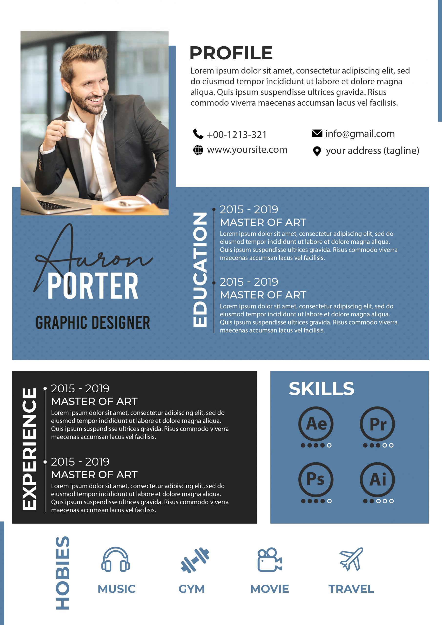 Modern Resume CV Template PSD Free Download