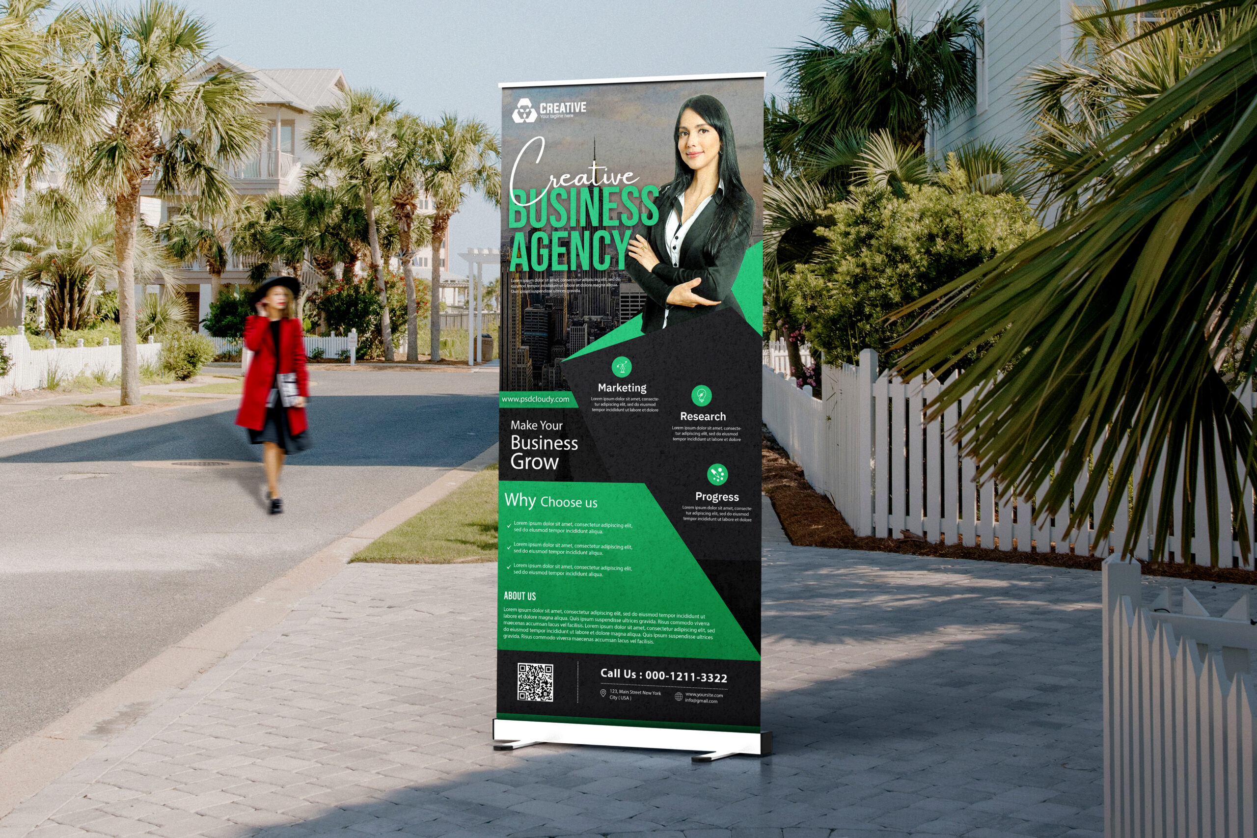 Corporate Business Rollup Banner Standee Design PSD