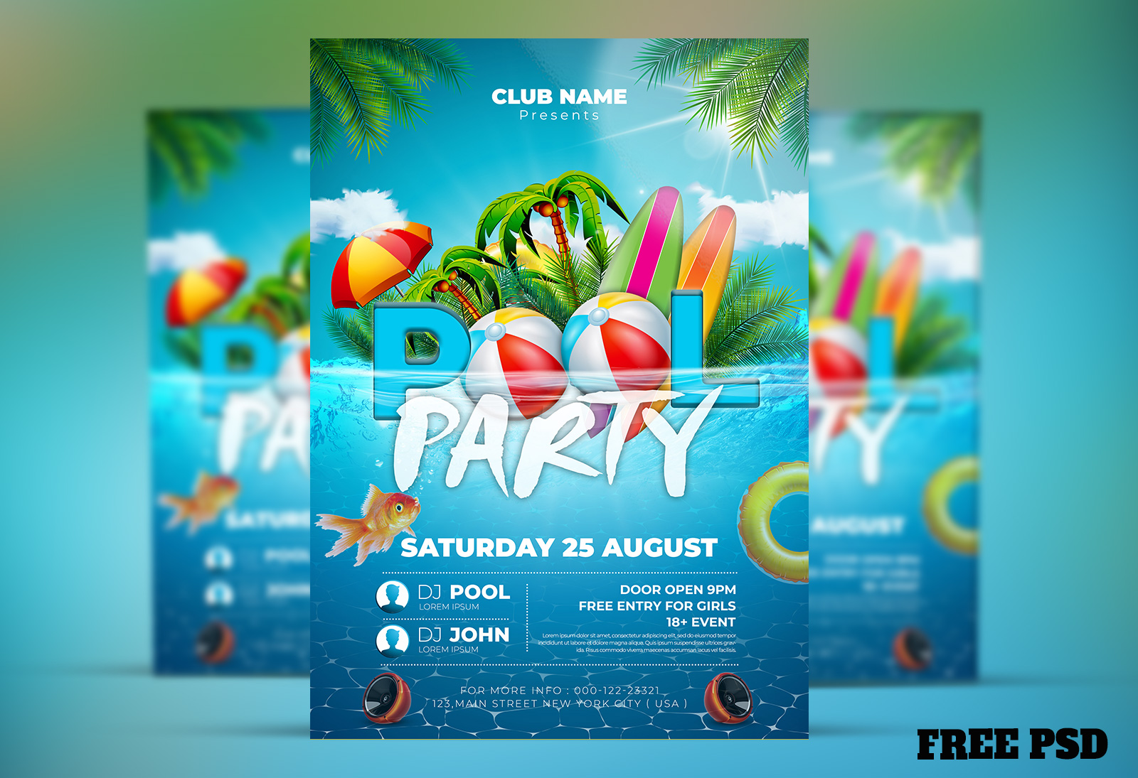 Pool Party Flyer Template | Free PSD