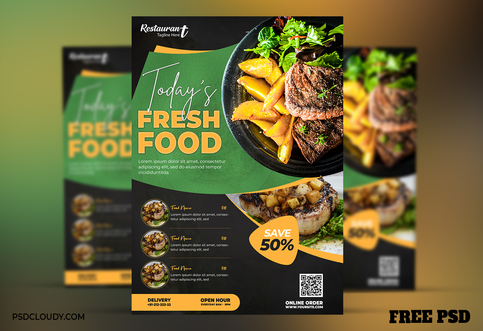 Restaurant Food Flyer PSD Template