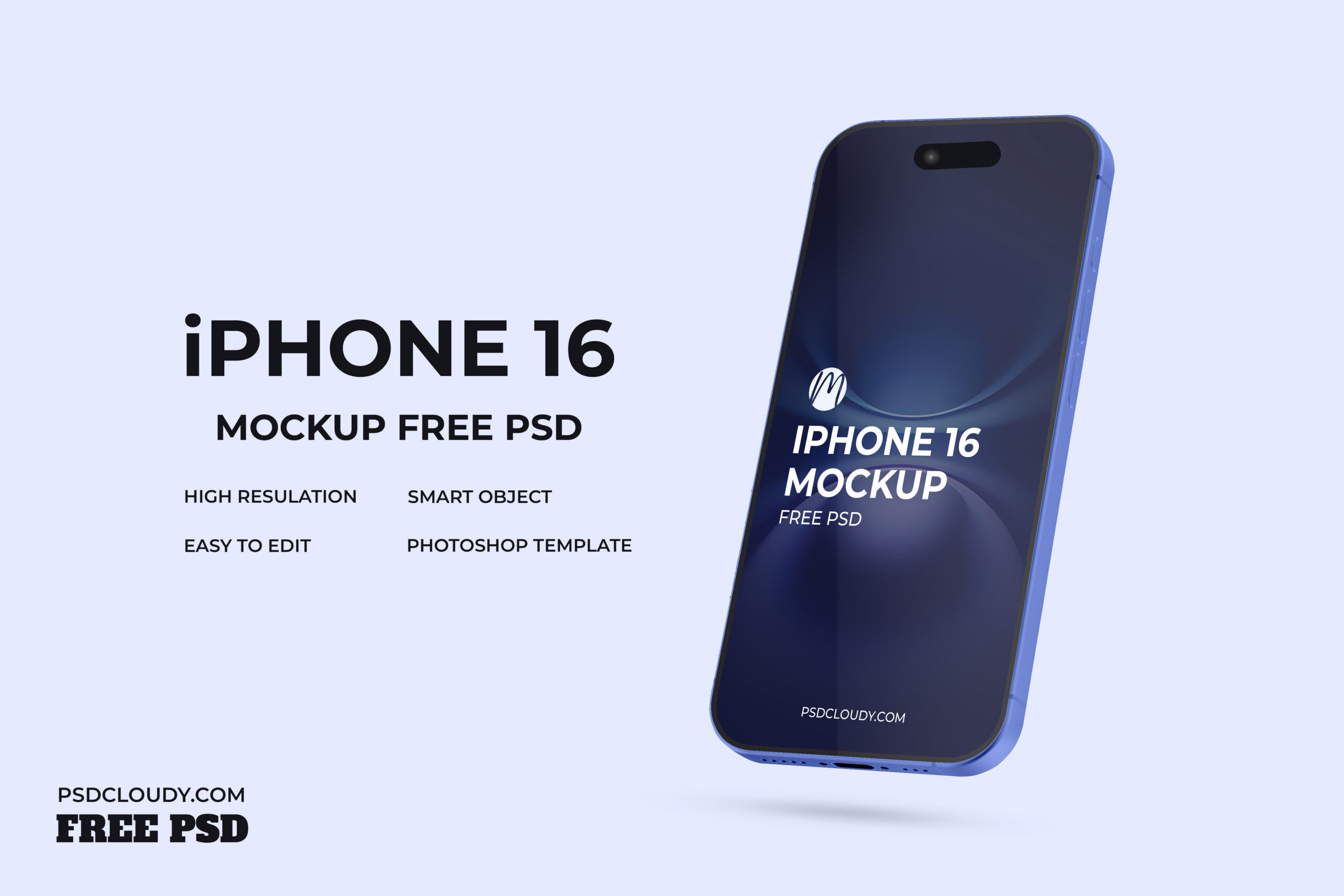 iPhone 16 mockup | Free PSD