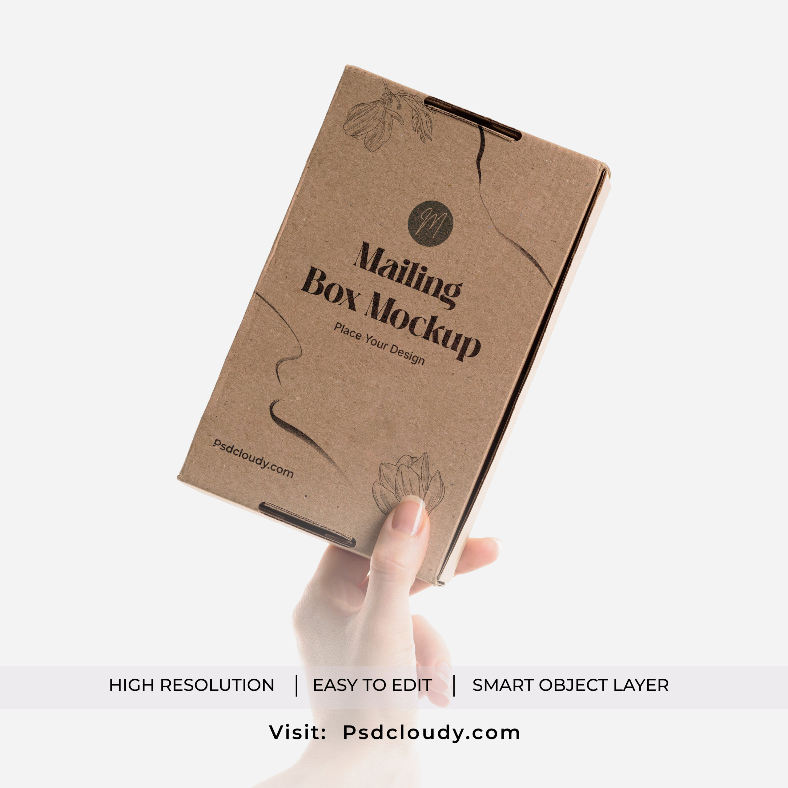 Hand Holding Packaging Mockup PSD