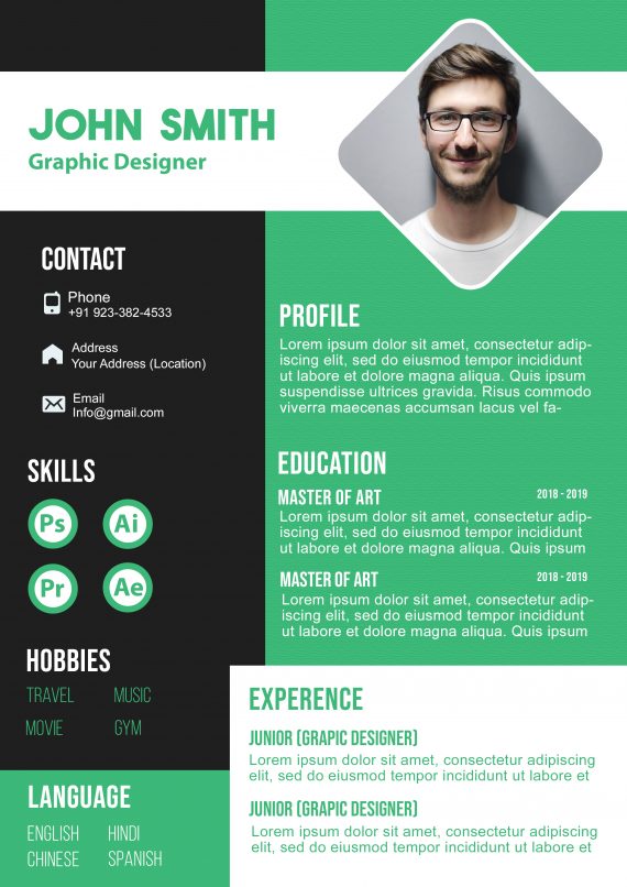 Creative Graphic Designer Resume CV Template PSD Free Download - PsdCloudy