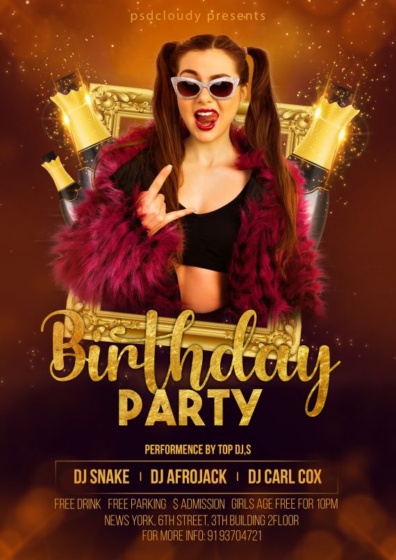 Birthday Party Flyer PSD Free Download - PsdCloudy