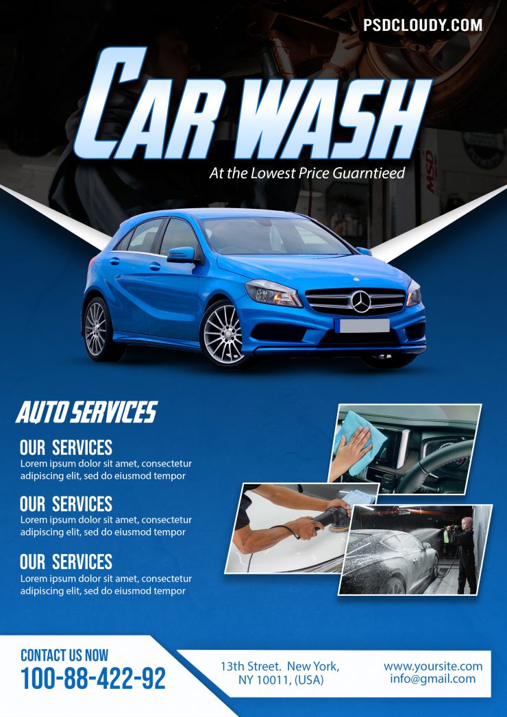 Car Wash Flyer PSD Free Download - PsdCloudy