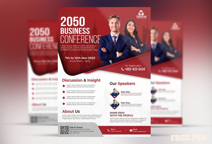 Business Conference Flyer PSD Free Download2