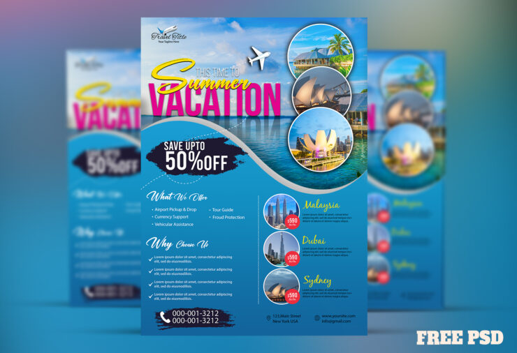 Modern Tour Travel Flyer PSD Free Download 1