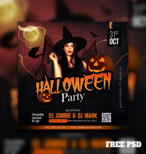 Free Halloween Party Social Media Post Design PSD Download1