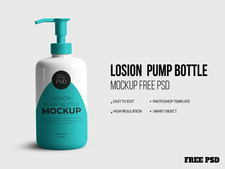 Free Lotion Pump Bottle Mockup Free PSD Download