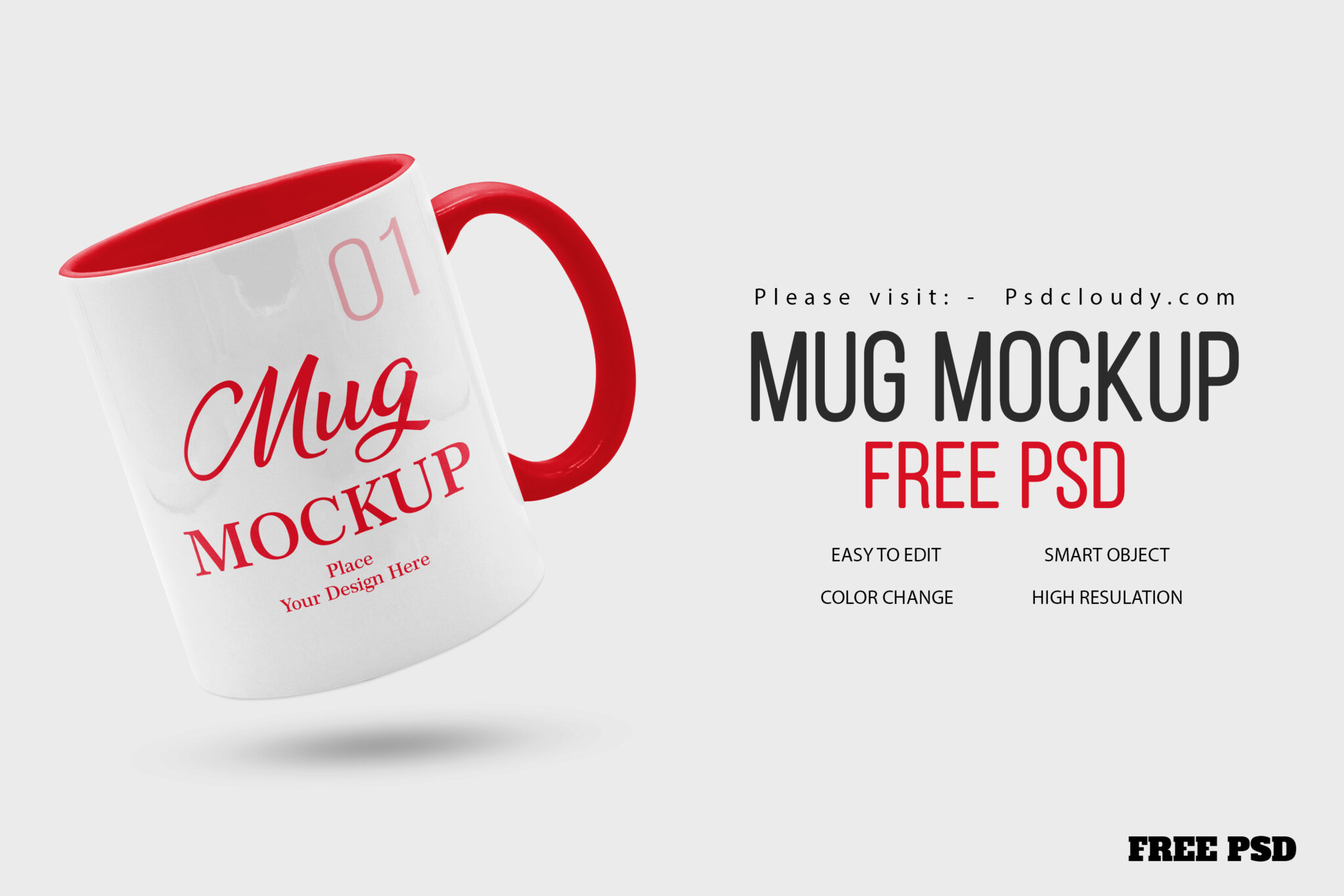 Free Floating Mug Mockup PSD Download - PsdCloudy