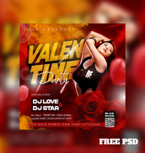 Valentines Day Party Free PSD Social Media Template