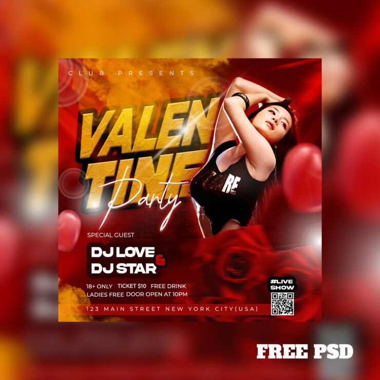 Valentines Day Party Free PSD Social Media Template