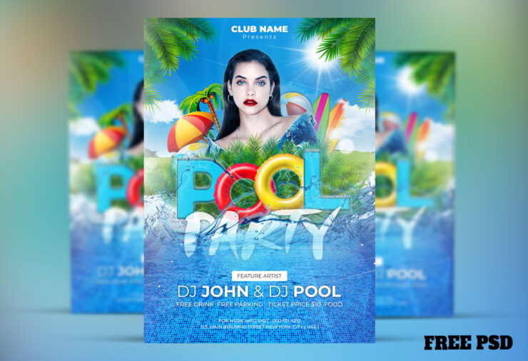 Free Pool Party Flyer Download PSD