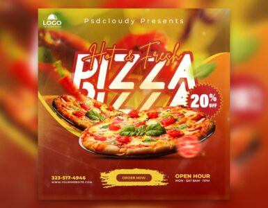 Free Pizza Restaurant Social Media Post PSD