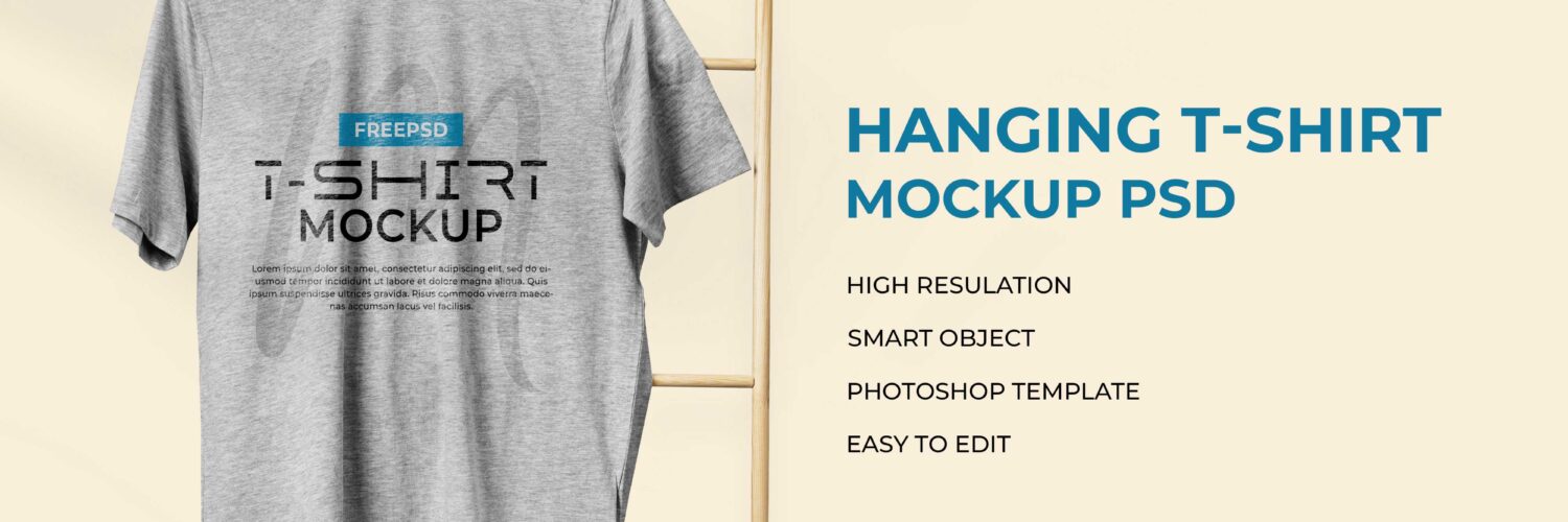 Hanging T-shirt Mockup Template PSD