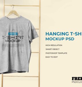 Hanging T-shirt Mockup Template PSD