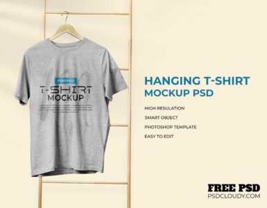 Hanging T-shirt Mockup Template PSD