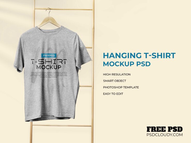 Hanging T-shirt Mockup Template PSD