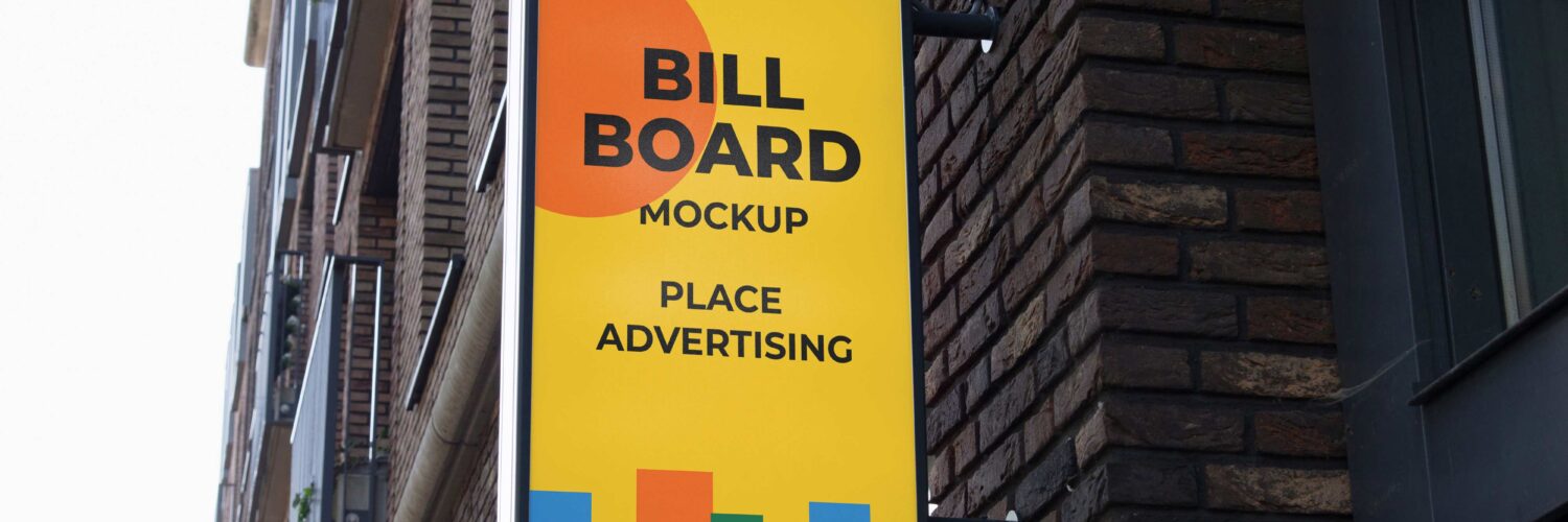 Portrait Signboard Billboard Mockup Free Download