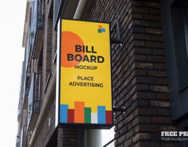 Portrait Signboard Billboard Mockup Free Download