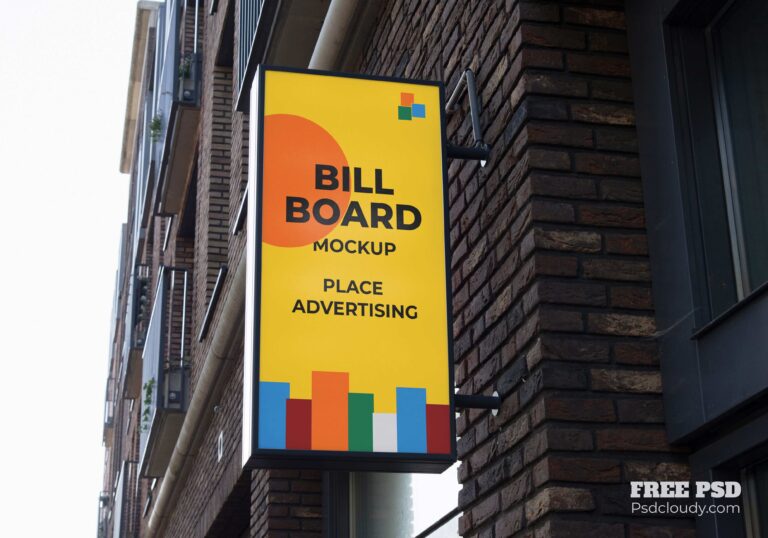 Portrait Signboard Billboard Mockup Free Download