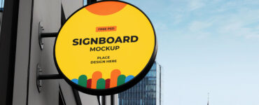 Free Round Sign Board Mockup PSD