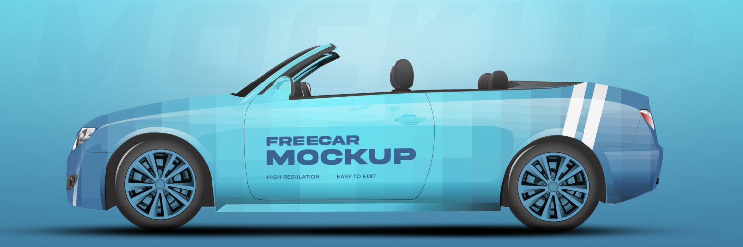 Free Hatchback Car Side View Mockup PSD