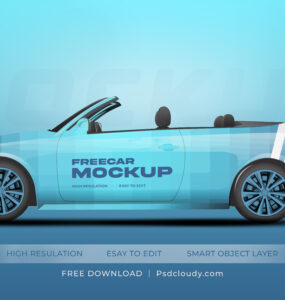 Free Hatchback Car Side View Mockup PSD