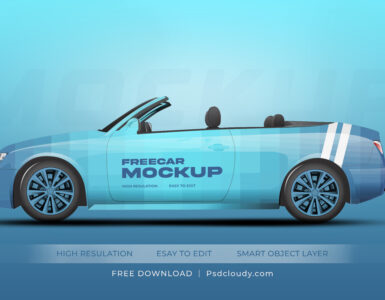 Free Hatchback Car Side View Mockup PSD