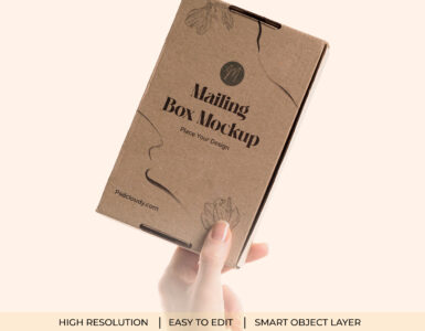 Hand Holding Packaging Mockup PSD