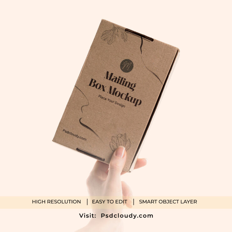Hand Holding Packaging Mockup PSD